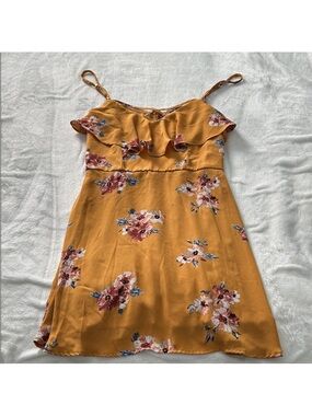 Three Hearts Mustard Floral Ruffle Sundress